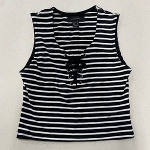 Striped black and white crop top